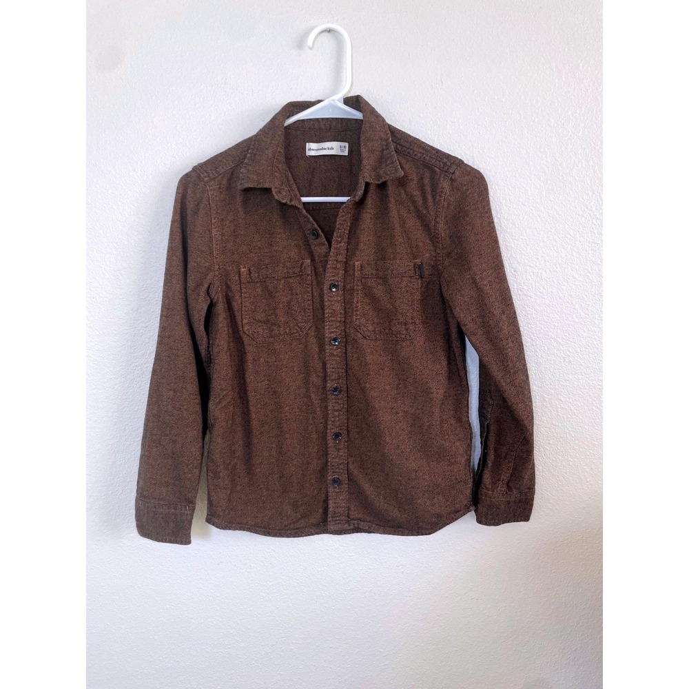 Abercrombie Kids Size 9 /‎ 10 Brown Herringbone Flannel Button Up Shirt
